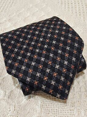 Conte di Milano Black Blue Red Designer 4" W 100% Silk Vintage Necktie Tie 56"